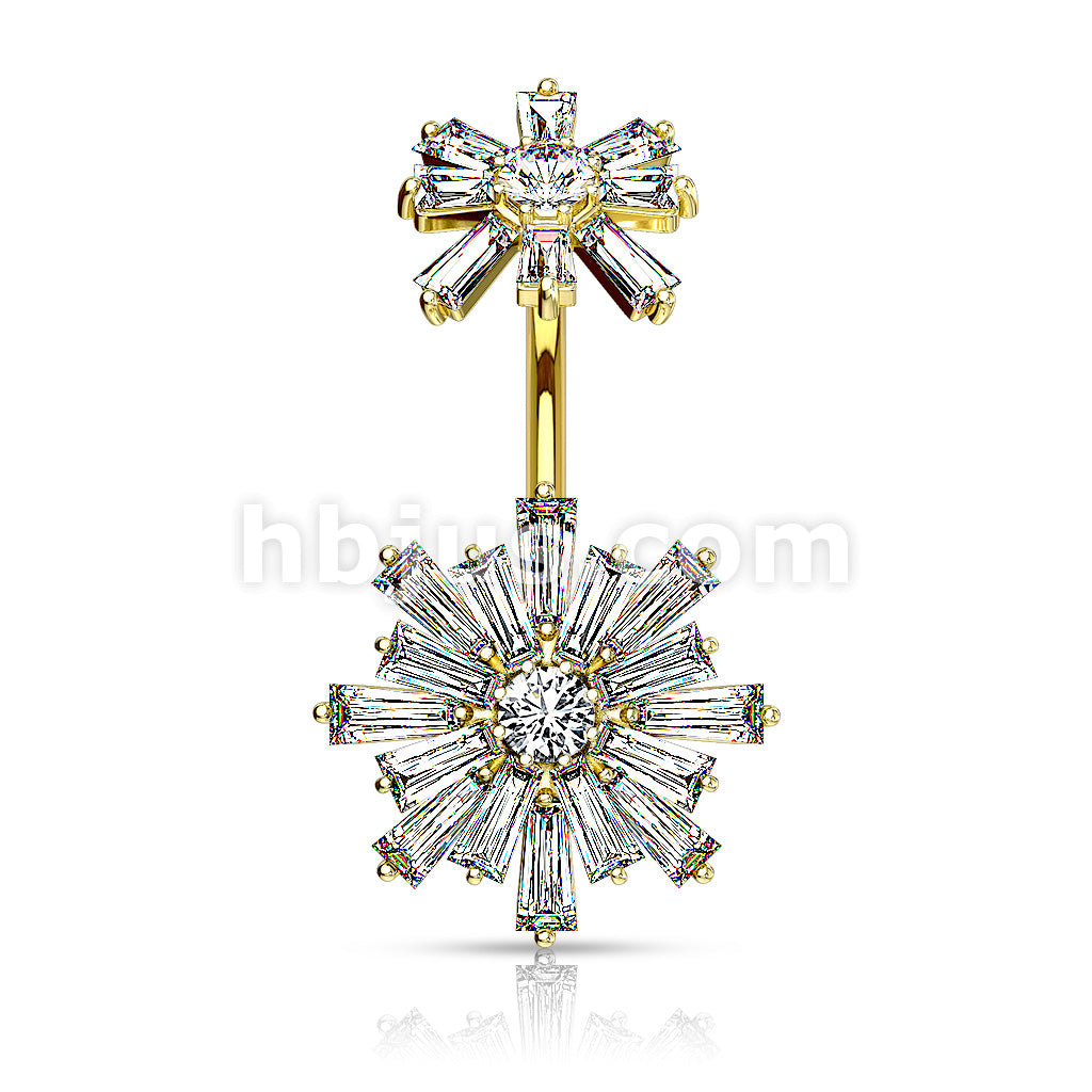 Double Tiered Baguette CZ Flower with Internally Threaded CZ Flower Top... - Image 4