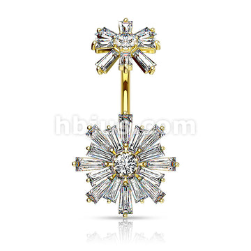 Double Tiered Baguette CZ Flower with Internally Threaded CZ Flower Top... - Image 4