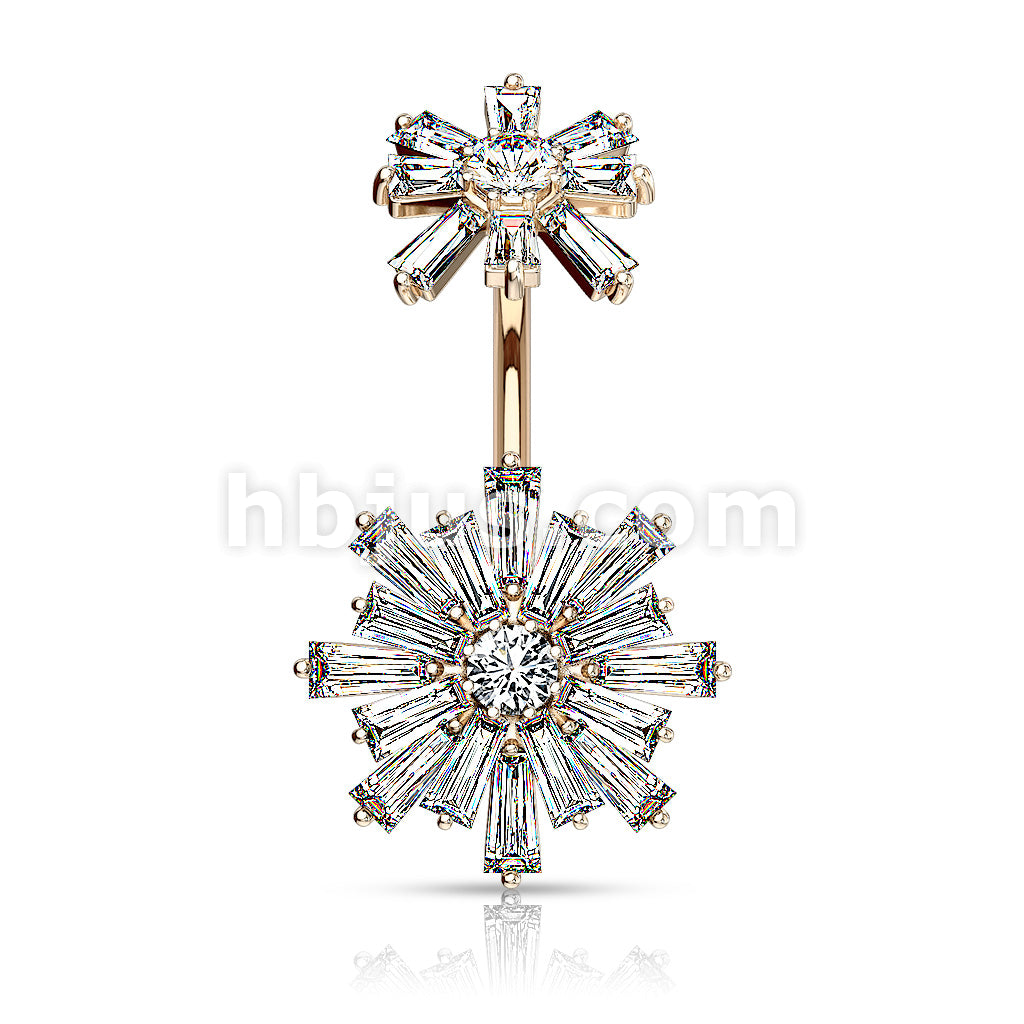 Double Tiered Baguette CZ Flower with Internally Threaded CZ Flower Top... - Image 5