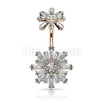 Double Tiered Baguette CZ Flower with Internally Threaded CZ Flower Top... - Image 5