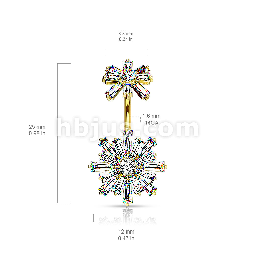 Double Tiered Baguette CZ Flower with Internally Threaded CZ Flower Top... - Image 6