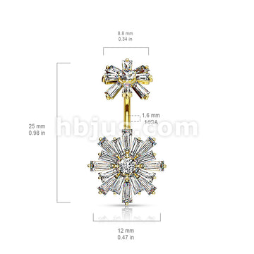 Double Tiered Baguette CZ Flower with Internally Threaded CZ Flower Top... - Image 6