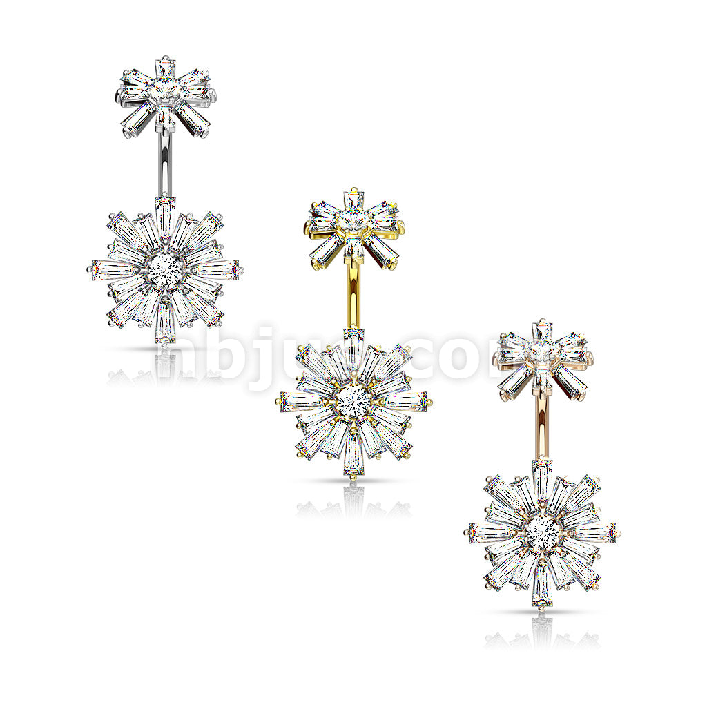 Double Tiered Baguette CZ Flower with Internally Threaded CZ Flower Top... - Image 7
