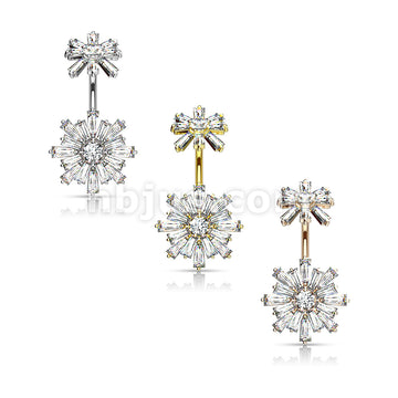 Double Tiered Baguette CZ Flower with Internally Threaded CZ Flower Top... - Image 7