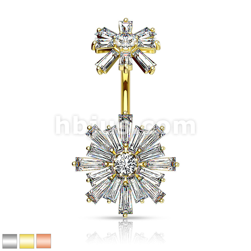 Double Tiered Baguette CZ Flower with Internally Threaded CZ Flower Top... - Image 2