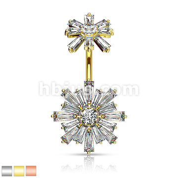Double Tiered Baguette CZ Flower with Internally Threaded CZ Flower Top... - Image 2