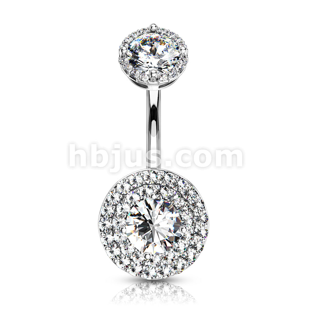 316L Surgical Steel Double Tier Paved CZ Around Large CZ With... - Image 3