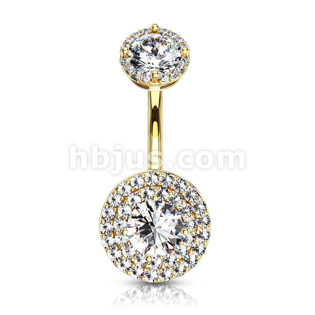 316L Surgical Steel Double Tier Paved CZ Around Large CZ With... - Image 4