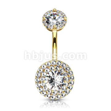 316L Surgical Steel Double Tier Paved CZ Around Large CZ With... - Image 4