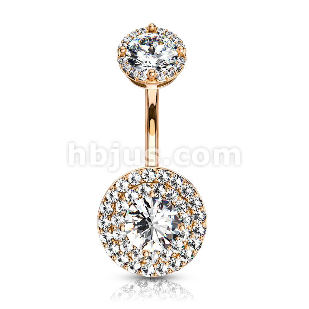 316L Surgical Steel Double Tier Paved CZ Around Large CZ With... - Image 5