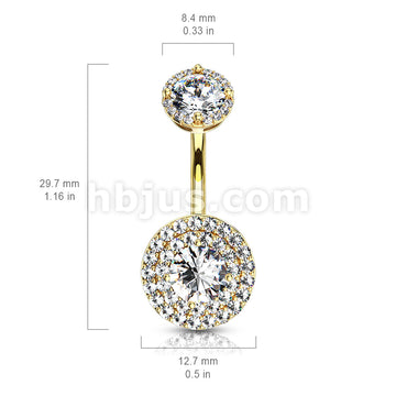 316L Surgical Steel Double Tier Paved CZ Around Large CZ With... - Image 6