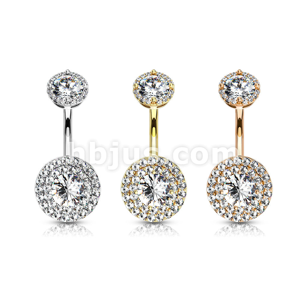 316L Surgical Steel Double Tier Paved CZ Around Large CZ With... - Image 7