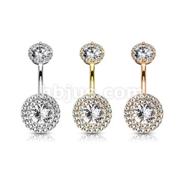 316L Surgical Steel Double Tier Paved CZ Around Large CZ With... - Image 7