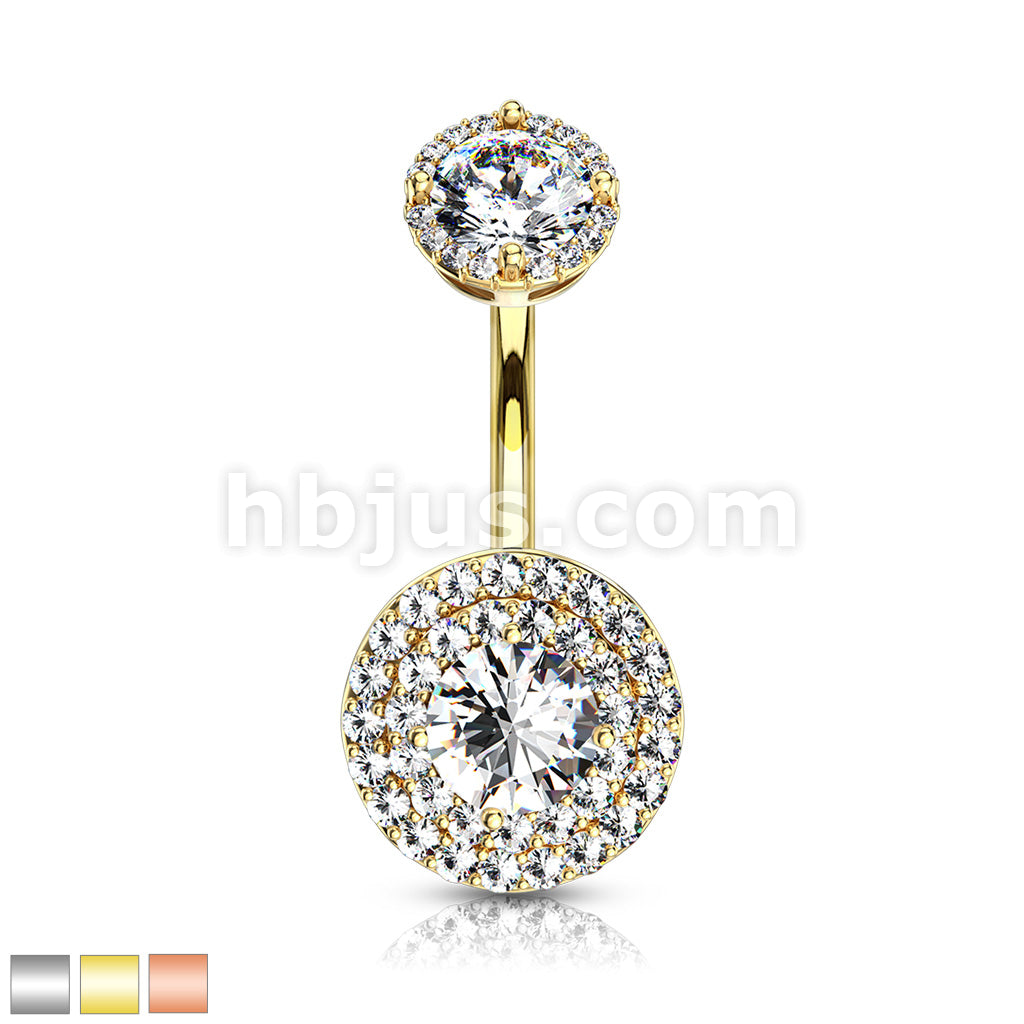 316L Surgical Steel Double Tier Paved CZ Around Large CZ With... - Image 2