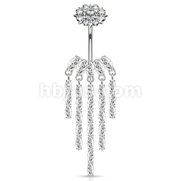 316L Surgical Steel CZ Chandelier with Internally Threaded CZ Flower... - Image 3