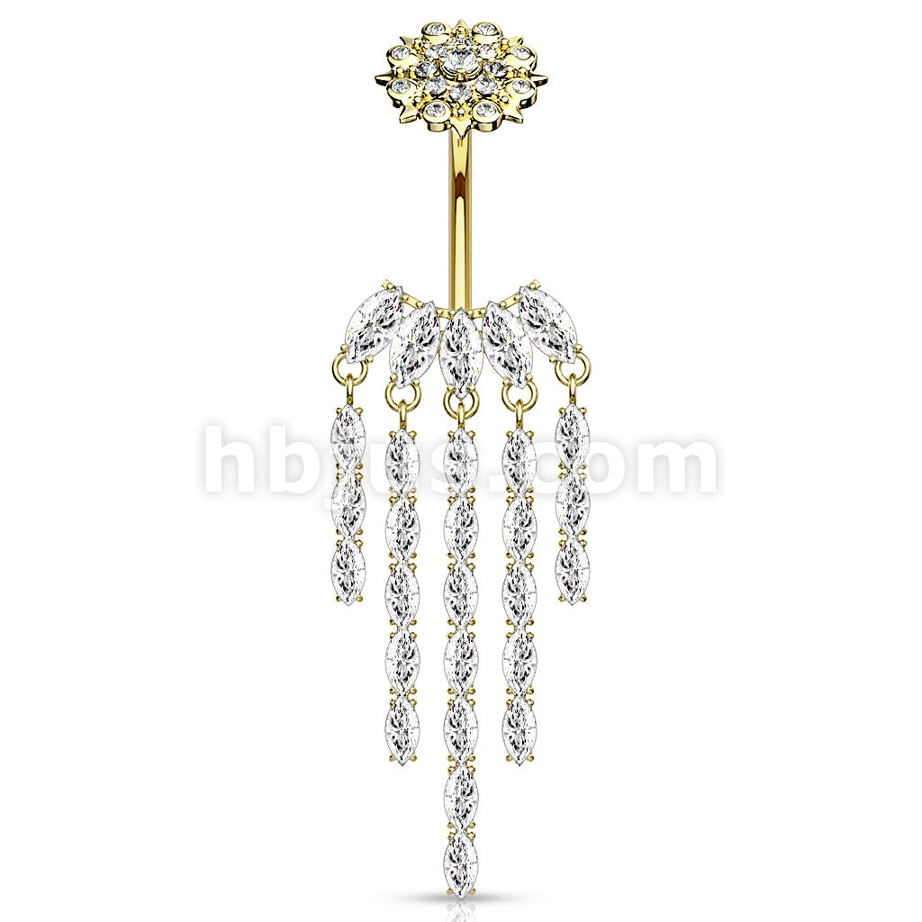 316L Surgical Steel CZ Chandelier with Internally Threaded CZ Flower... - Image 4