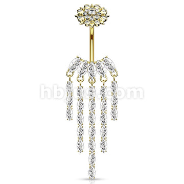316L Surgical Steel CZ Chandelier with Internally Threaded CZ Flower... - Image 4