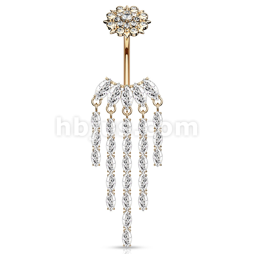 316L Surgical Steel CZ Chandelier with Internally Threaded CZ Flower... - Image 5