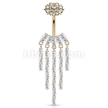 316L Surgical Steel CZ Chandelier with Internally Threaded CZ Flower... - Image 5
