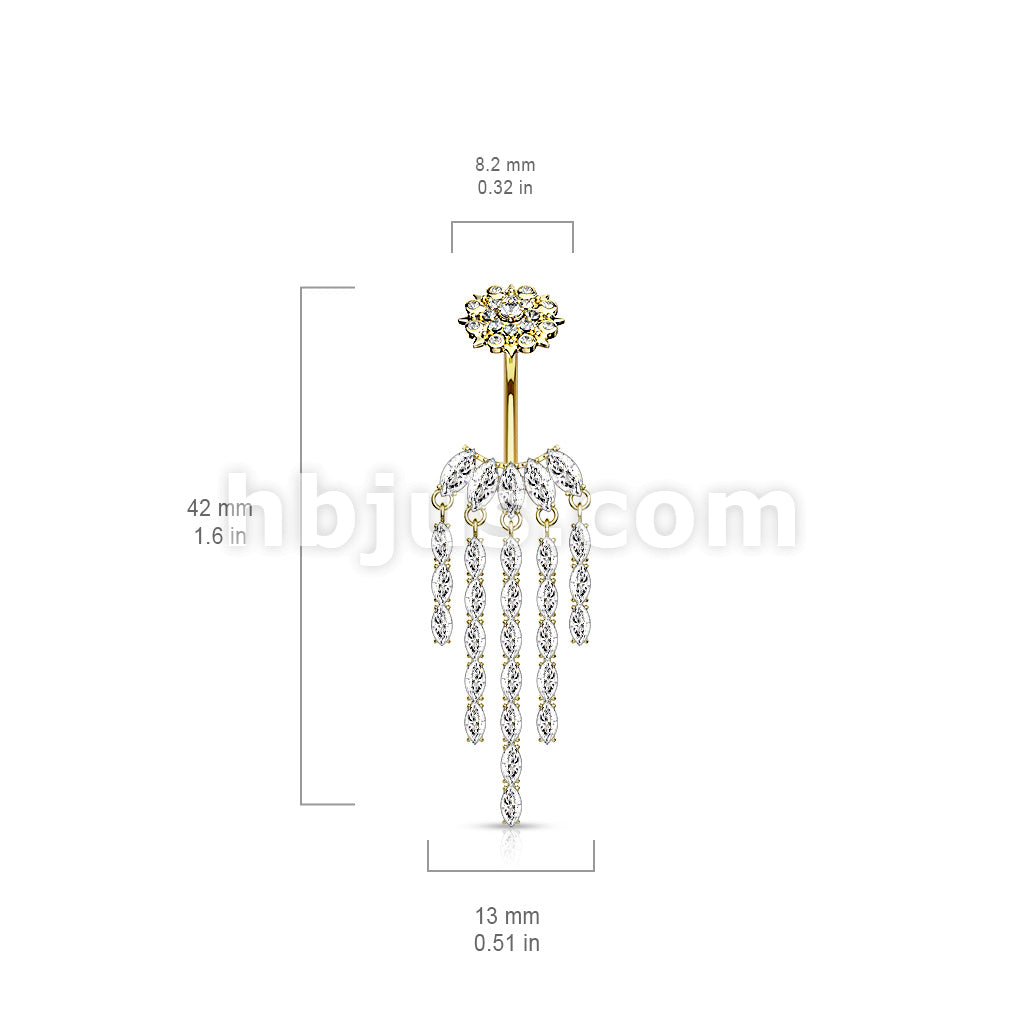 316L Surgical Steel CZ Chandelier with Internally Threaded CZ Flower... - Image 6