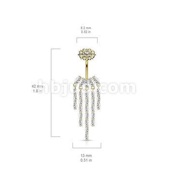 316L Surgical Steel CZ Chandelier with Internally Threaded CZ Flower... - Image 6