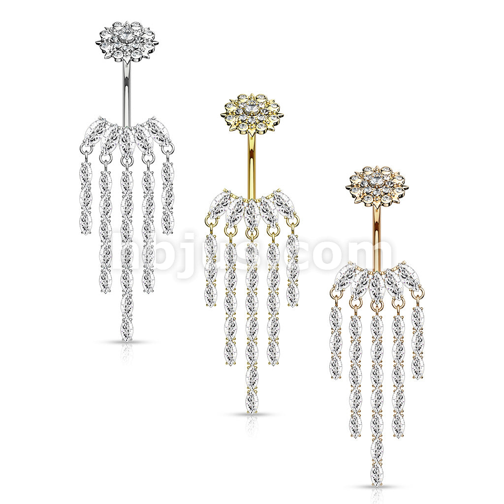 316L Surgical Steel CZ Chandelier with Internally Threaded CZ Flower... - Image 7