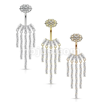 316L Surgical Steel CZ Chandelier with Internally Threaded CZ Flower... - Image 7