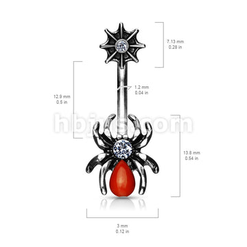 316L Surgical Steel 316L Surgical Steel Red Spider and Web With CZ... - Image 3