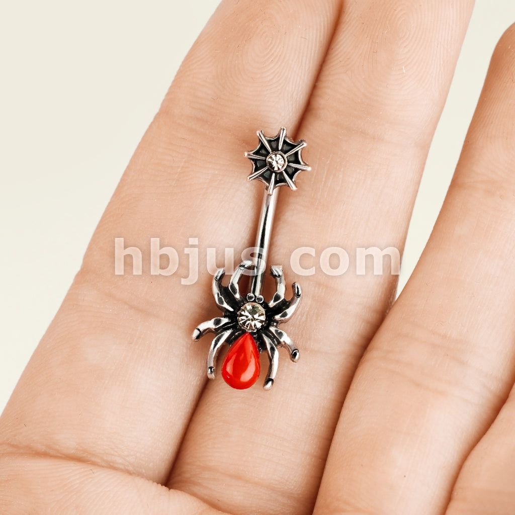 316L Surgical Steel 316L Surgical Steel Red Spider and Web With CZ... - Image 4