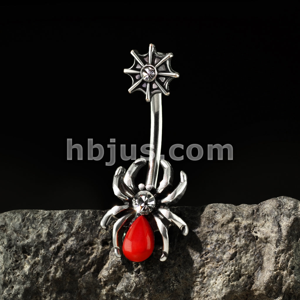 316L Surgical Steel 316L Surgical Steel Red Spider and Web With CZ... - Image 5