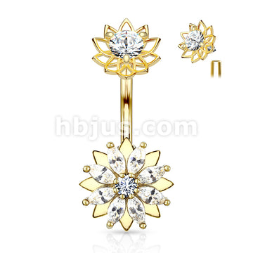 316L Surgical Steel Marquise CZ Flower With Internally Threaded CZ... - Image 4