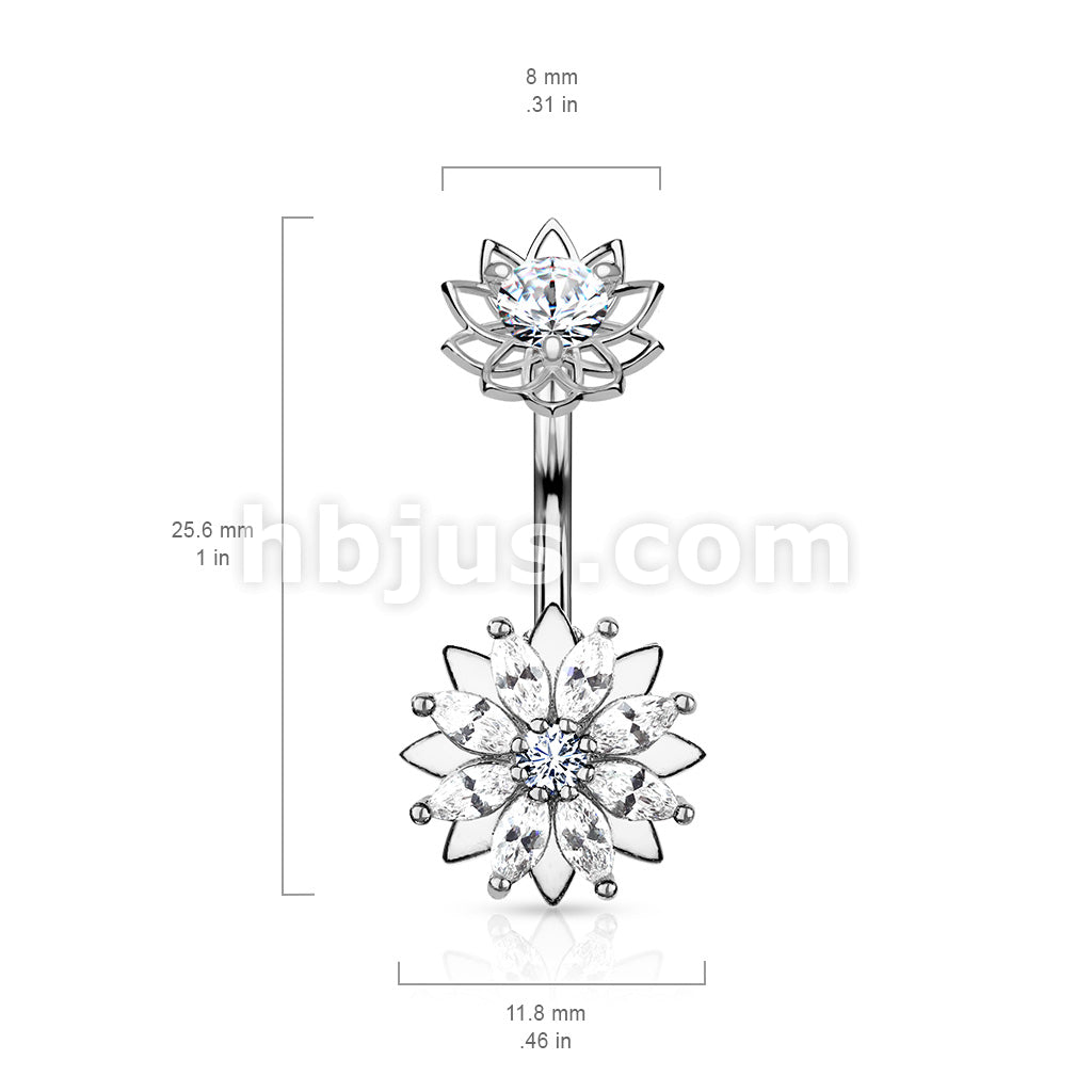 316L Surgical Steel Marquise CZ Flower With Internally Threaded CZ... - Image 6