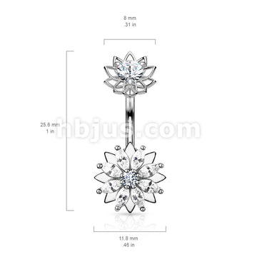 316L Surgical Steel Marquise CZ Flower With Internally Threaded CZ... - Image 6