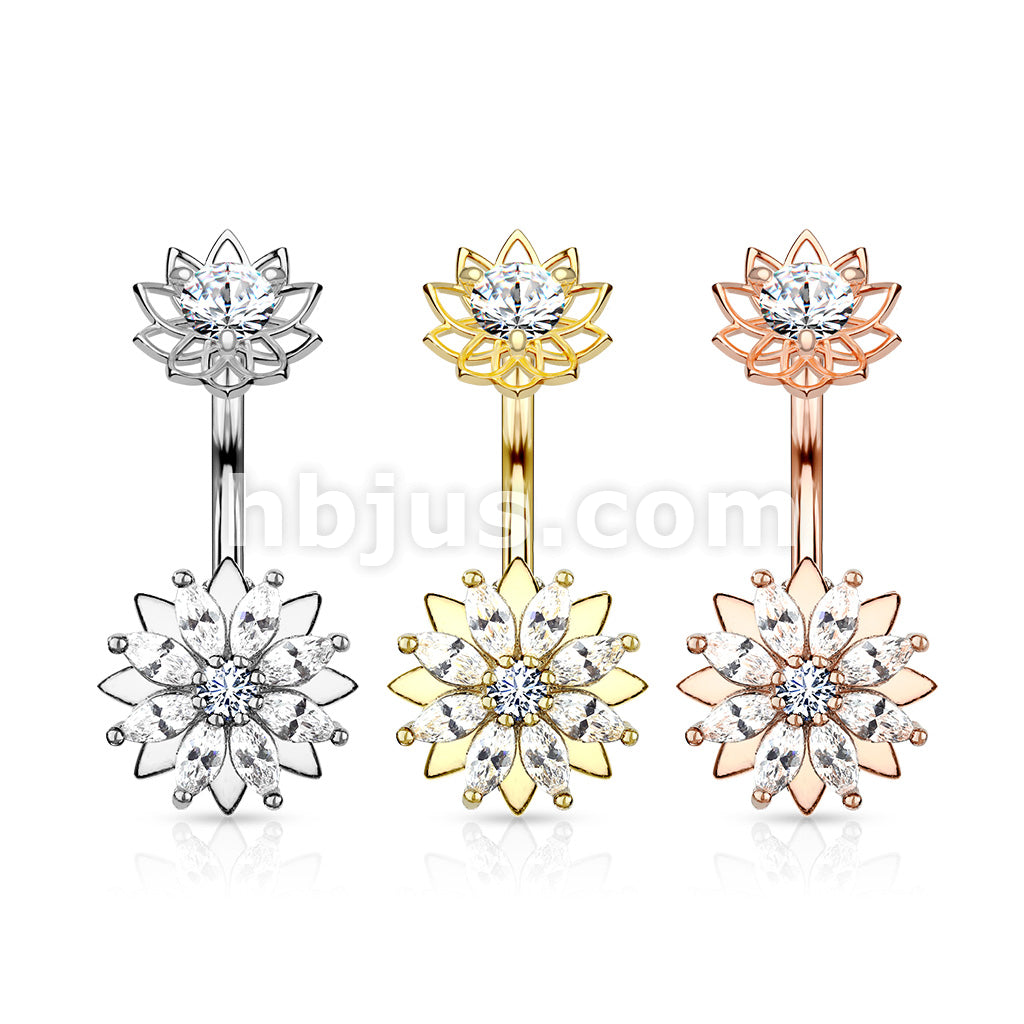316L Surgical Steel Marquise CZ Flower With Internally Threaded CZ... - Image 7