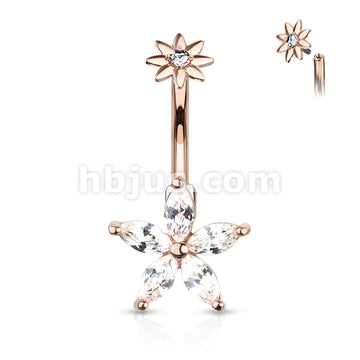 316L Surgical Steel 5 Marquise CZ Petals Flower With Internally... - Image 5
