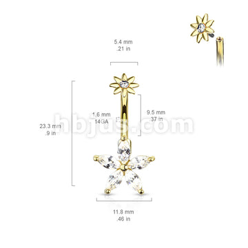 316L Surgical Steel 5 Marquise CZ Petals Flower With Internally... - Image 6
