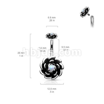 316L Surgical Steel Antique Silver Plated Opal Center Rose With... - Image 6
