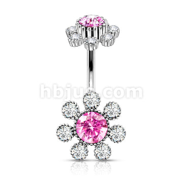 316L Surgical Steel Colored Gem Center and Clear Gem Petals Antique... - Image 5