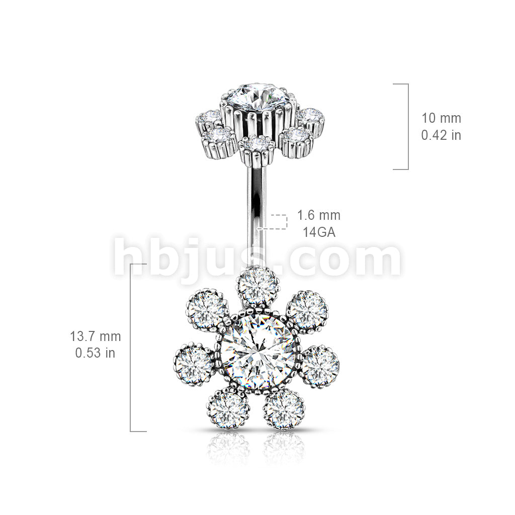 316L Surgical Steel Colored Gem Center and Clear Gem Petals Antique... - Image 8
