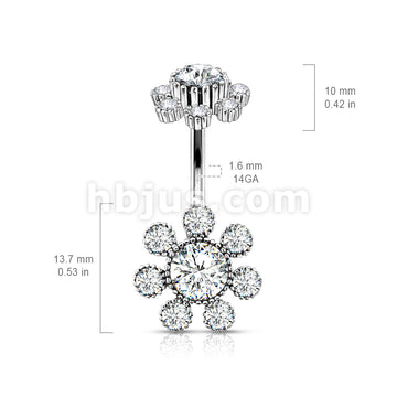 316L Surgical Steel Colored Gem Center and Clear Gem Petals Antique... - Image 8