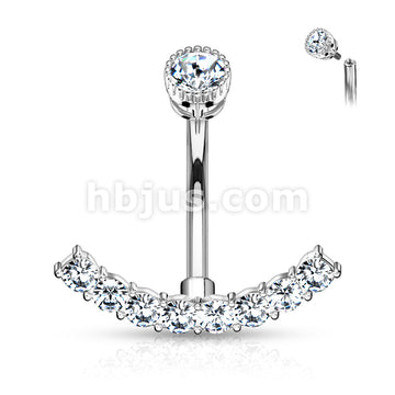 316L Surgical Steel 316L Surgical Steel CZ Paved Curved Line With... - Image 3