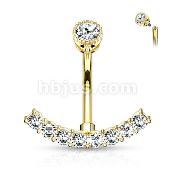 316L Surgical Steel 316L Surgical Steel CZ Paved Curved Line With... - Image 4