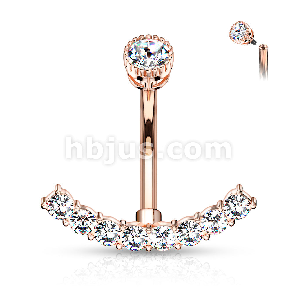 316L Surgical Steel 316L Surgical Steel CZ Paved Curved Line With... - Image 5