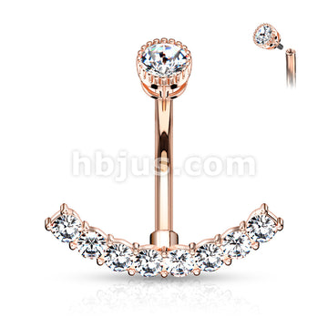 316L Surgical Steel 316L Surgical Steel CZ Paved Curved Line With... - Image 5