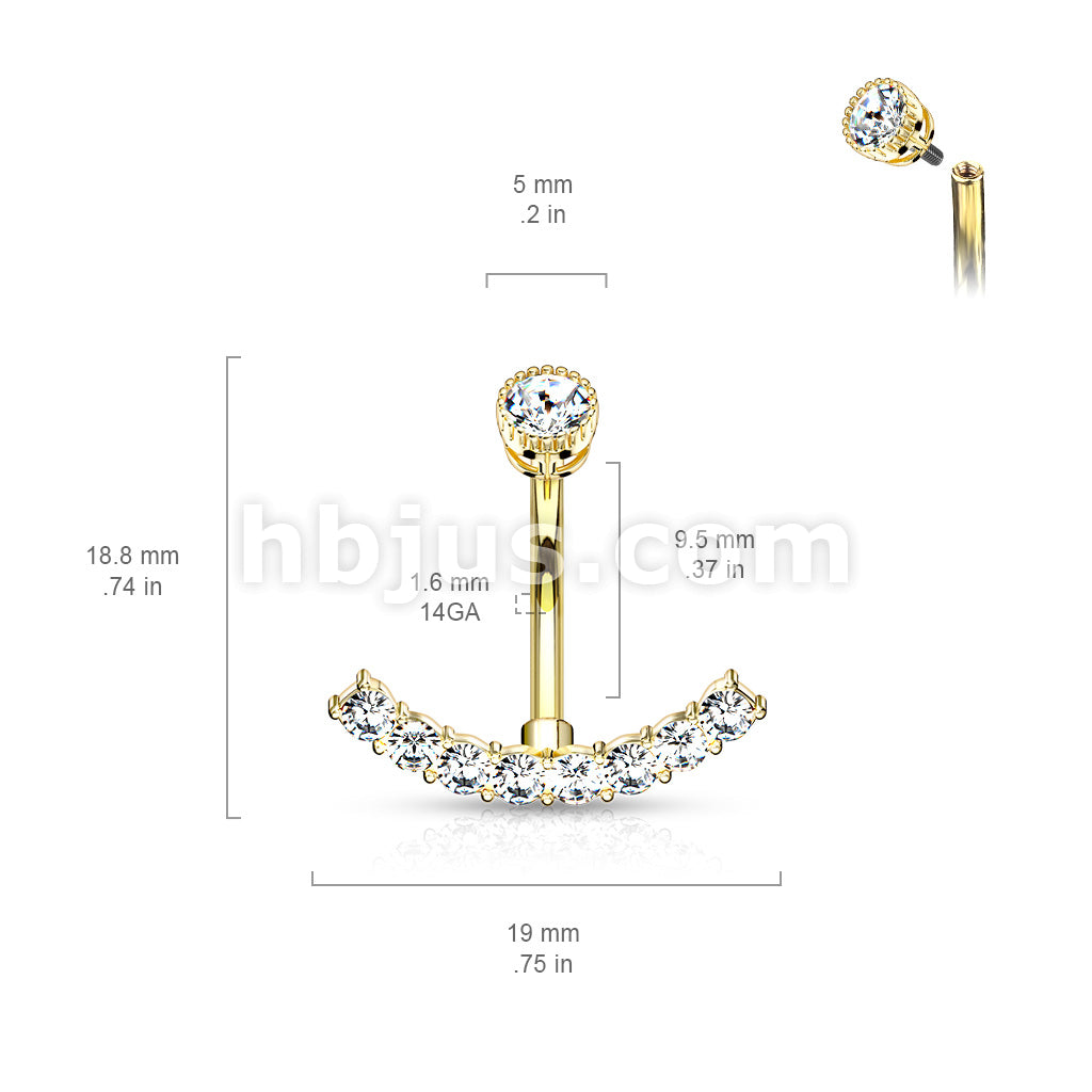 316L Surgical Steel 316L Surgical Steel CZ Paved Curved Line With... - Image 6