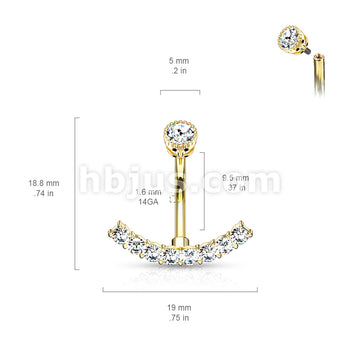 316L Surgical Steel 316L Surgical Steel CZ Paved Curved Line With... - Image 6