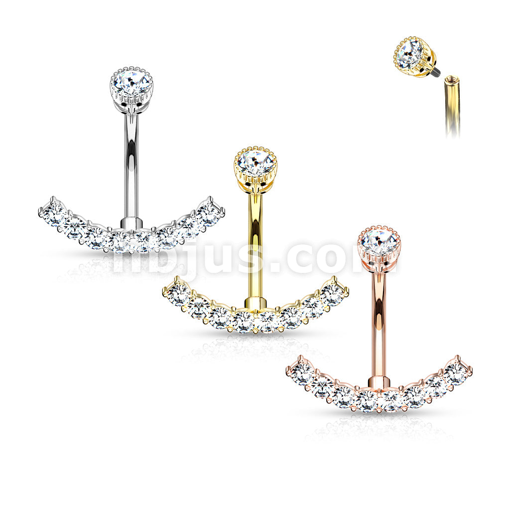 316L Surgical Steel 316L Surgical Steel CZ Paved Curved Line With... - Image 7