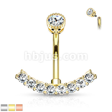 316L Surgical Steel 316L Surgical Steel CZ Paved Curved Line With... - Image 2