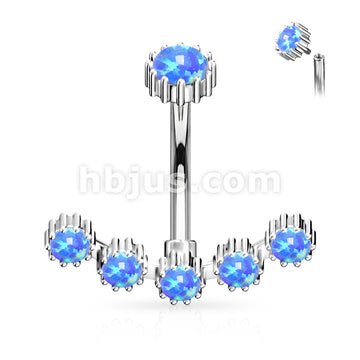 316L Surgical Steel 316L Surgical Steel Opal Curved Line With... - Image 3