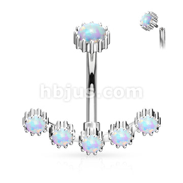 316L Surgical Steel 316L Surgical Steel Opal Curved Line With... - Image 4